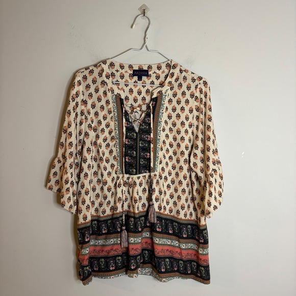 Artesia Tops - Artesia Multicolor Floral Peasant Blouse Womens Large